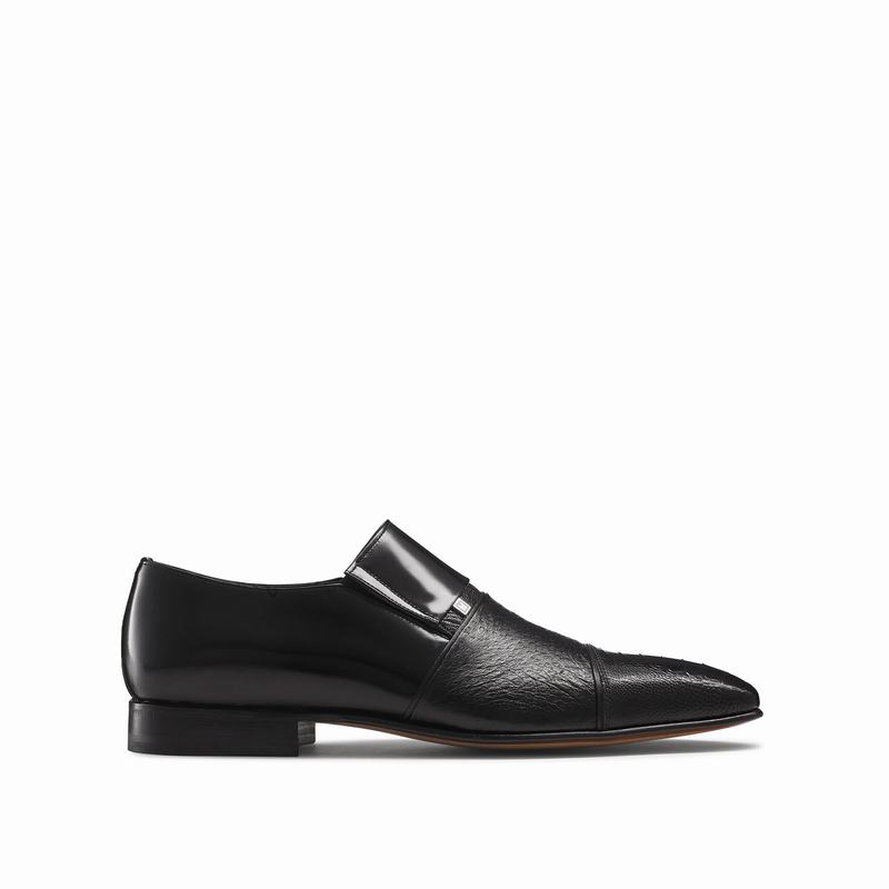 Russell & Bromley Lugano Mens Slip-On Toe-Cap Loafers Black |FUQ5838MN|